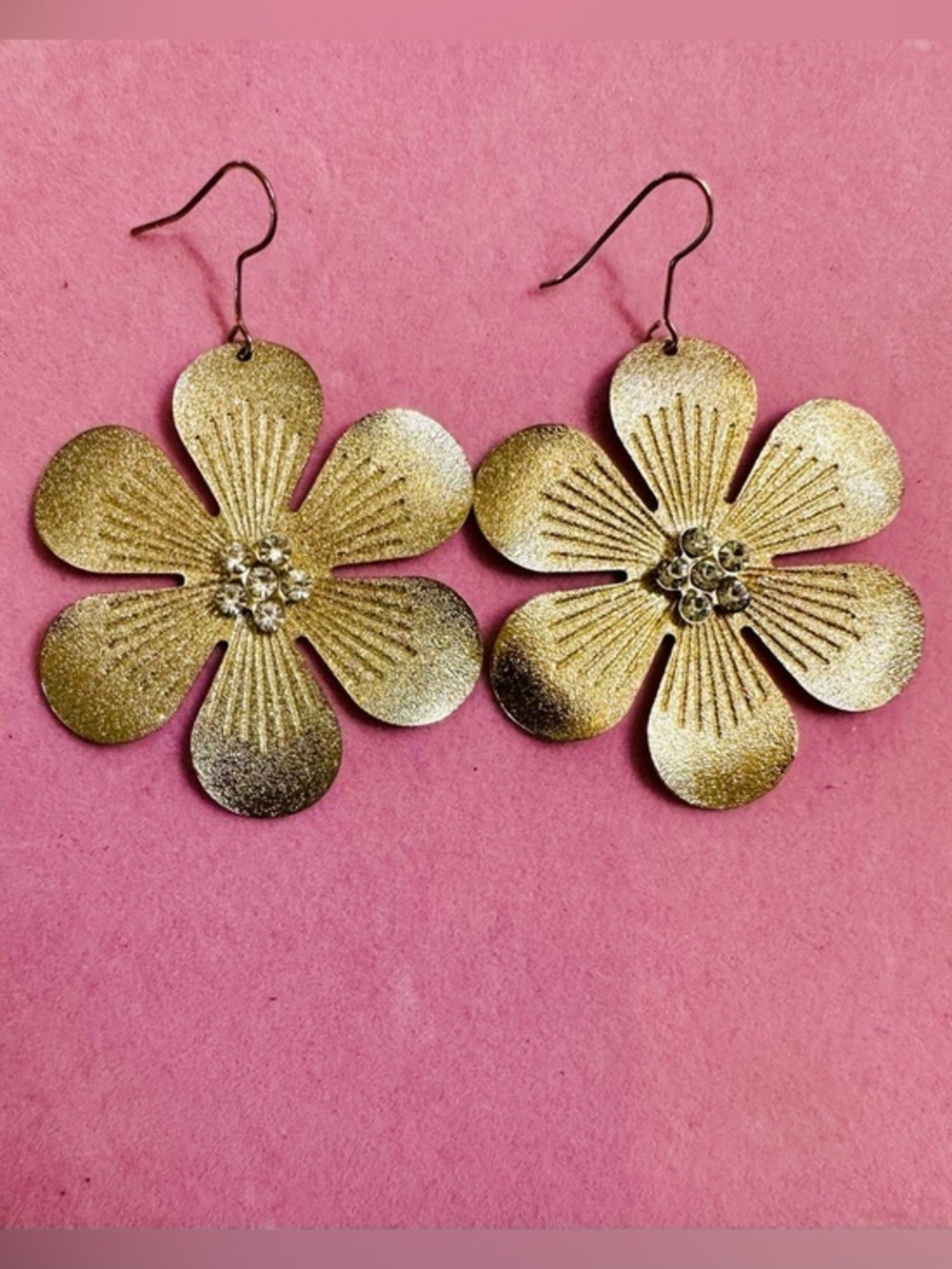 Gold Flower Statement Earrings